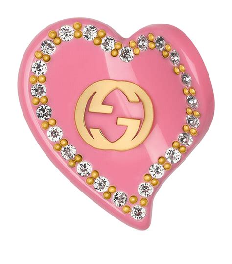 Hair clip with Interlocking G heart in pink resin 